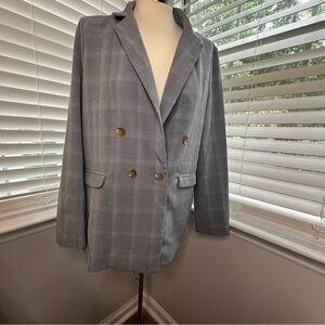 Forever 21 Gray Plaid Double breasted Blazer l EUC | L